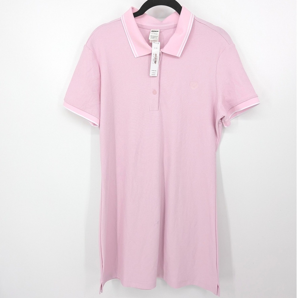 Pink Victoria's Secret Polo Dress Women Large Short Sleeve Pique Mini Preppy